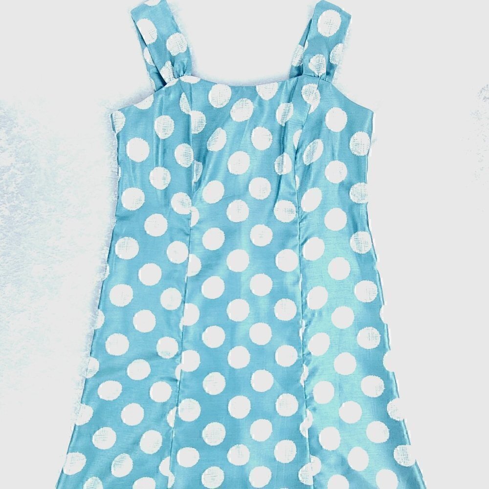 Dana Kay Teal/White Polka Dot Dress Size 12